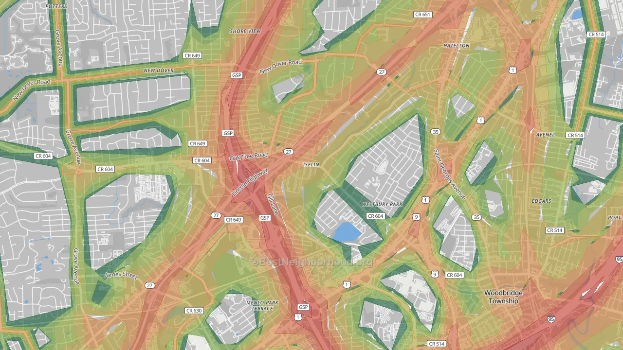 08830, NJ Map of Noise Levels in 08830