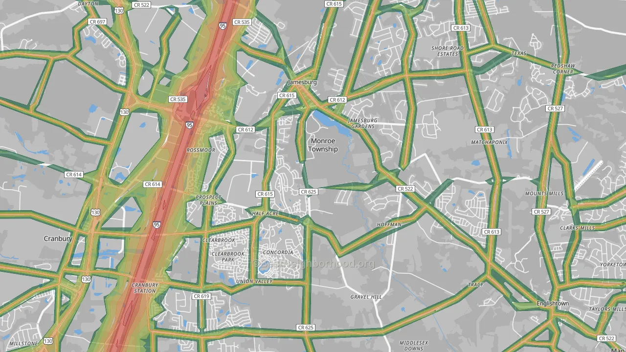 08831, NJ Map of Noise Levels in 08831
