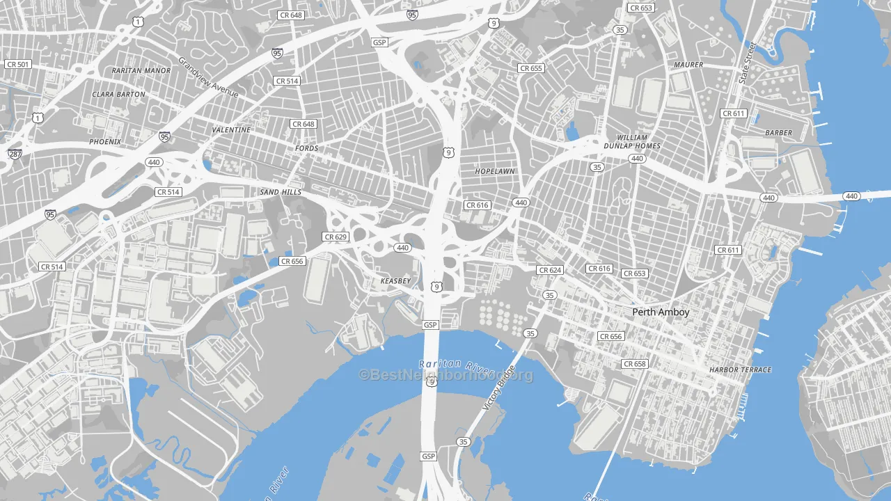 08832, NJ Map of Noise Levels in 08832