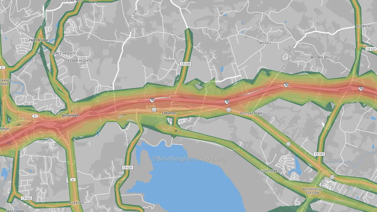 08833, NJ Map of Noise Levels in 08833