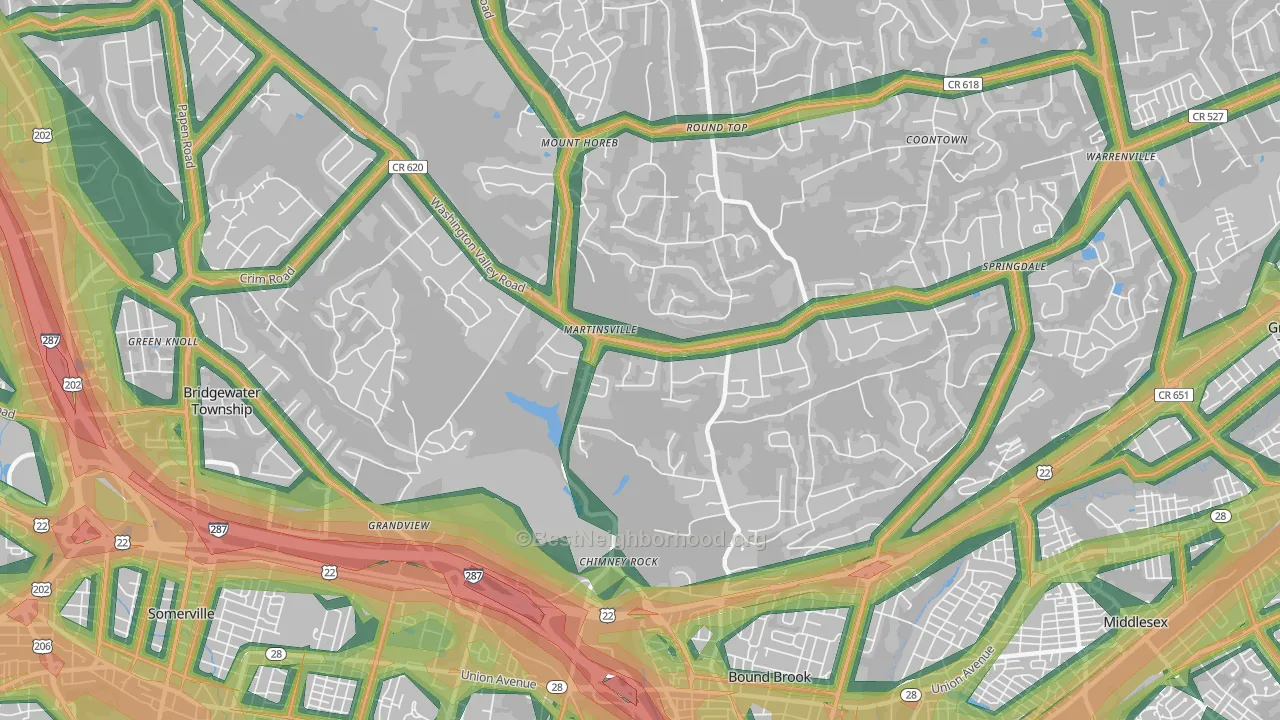 08836, NJ Map of Noise Levels in 08836