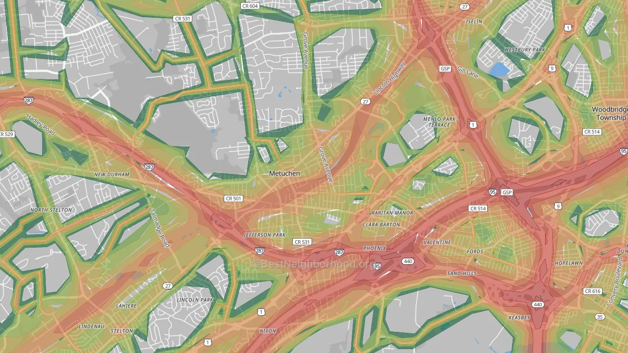 08840, NJ Map of Noise Levels in 08840