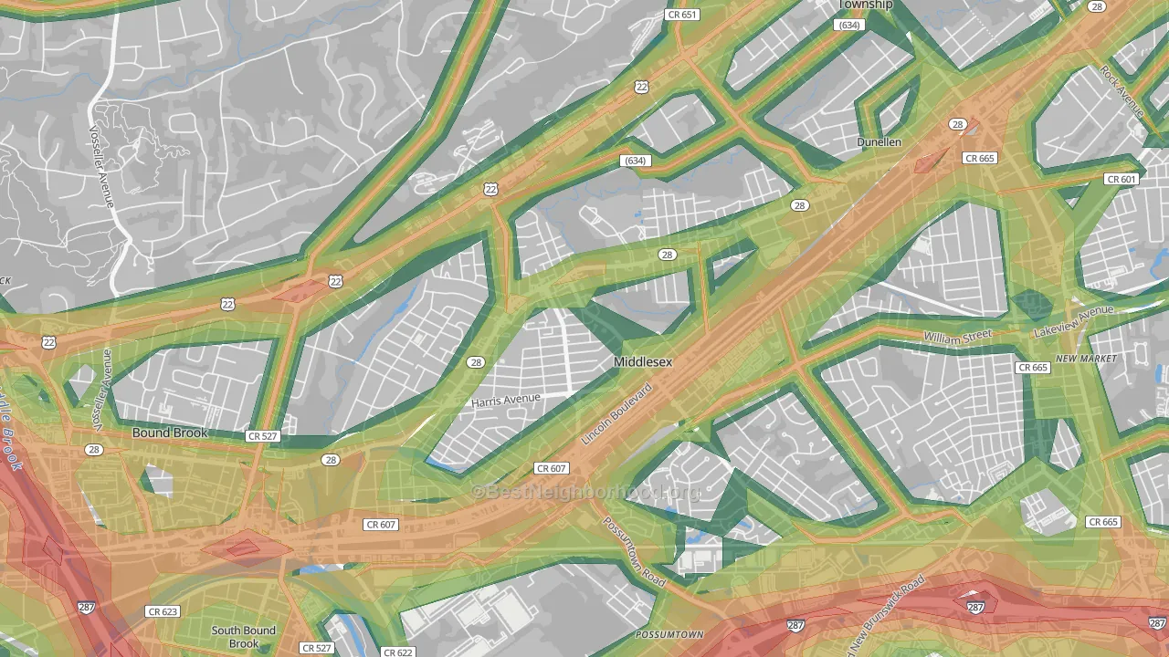 08846, NJ Map of Noise Levels in 08846
