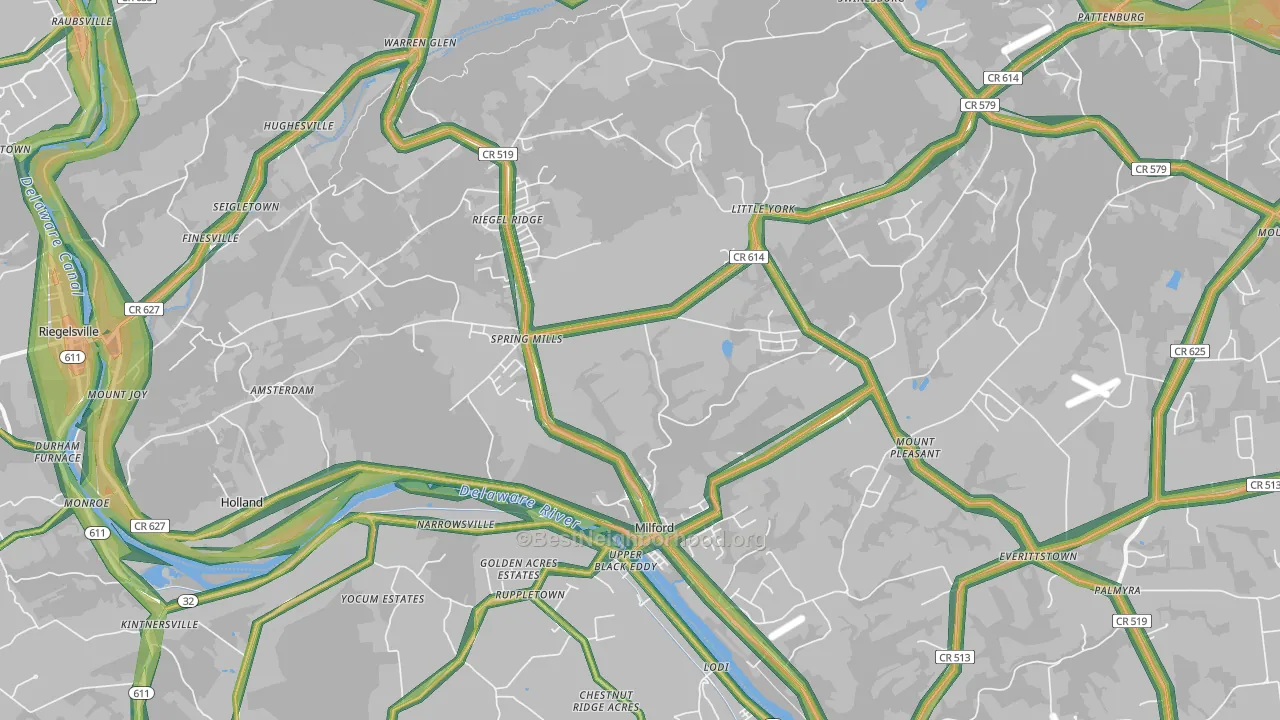 08848, NJ Map of Noise Levels in 08848