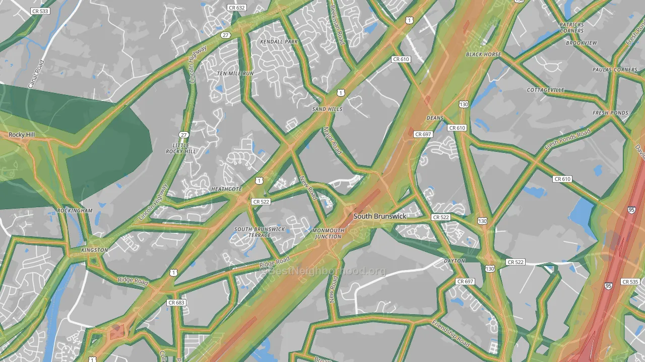 08852, NJ Map of Noise Levels in 08852