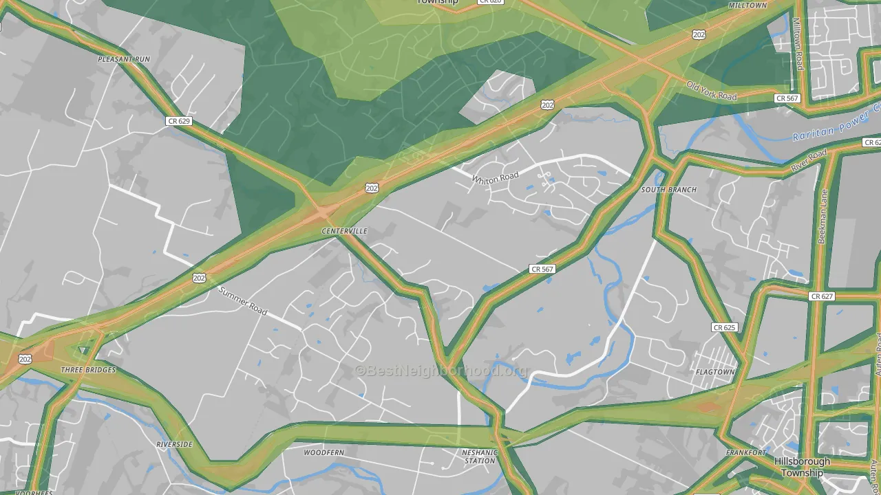 08853, NJ Map of Noise Levels in 08853