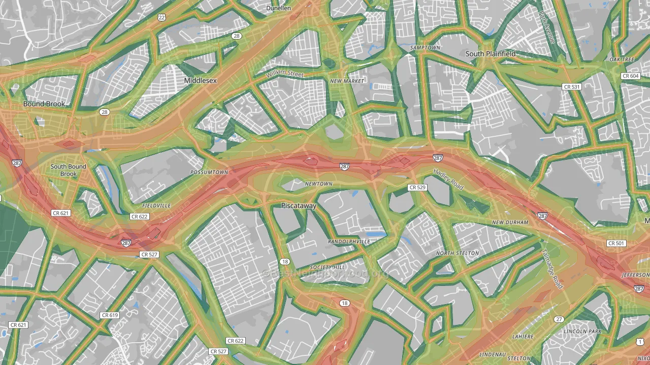 08854, NJ Map of Noise Levels in 08854