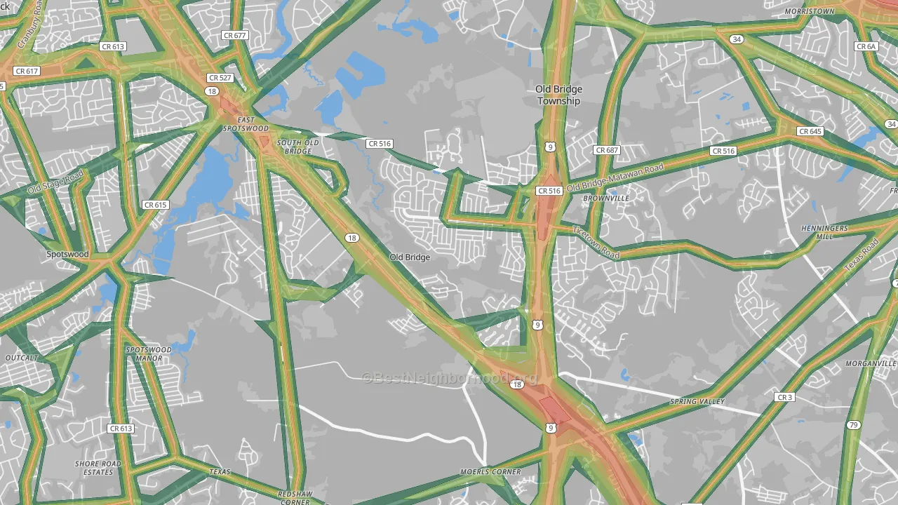 08857, NJ Map of Noise Levels in 08857