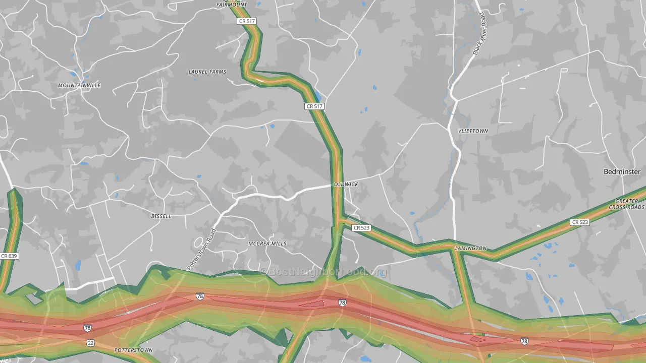 08858, NJ Map of Noise Levels in 08858