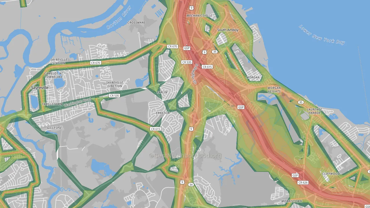 08859, NJ Map of Noise Levels in 08859