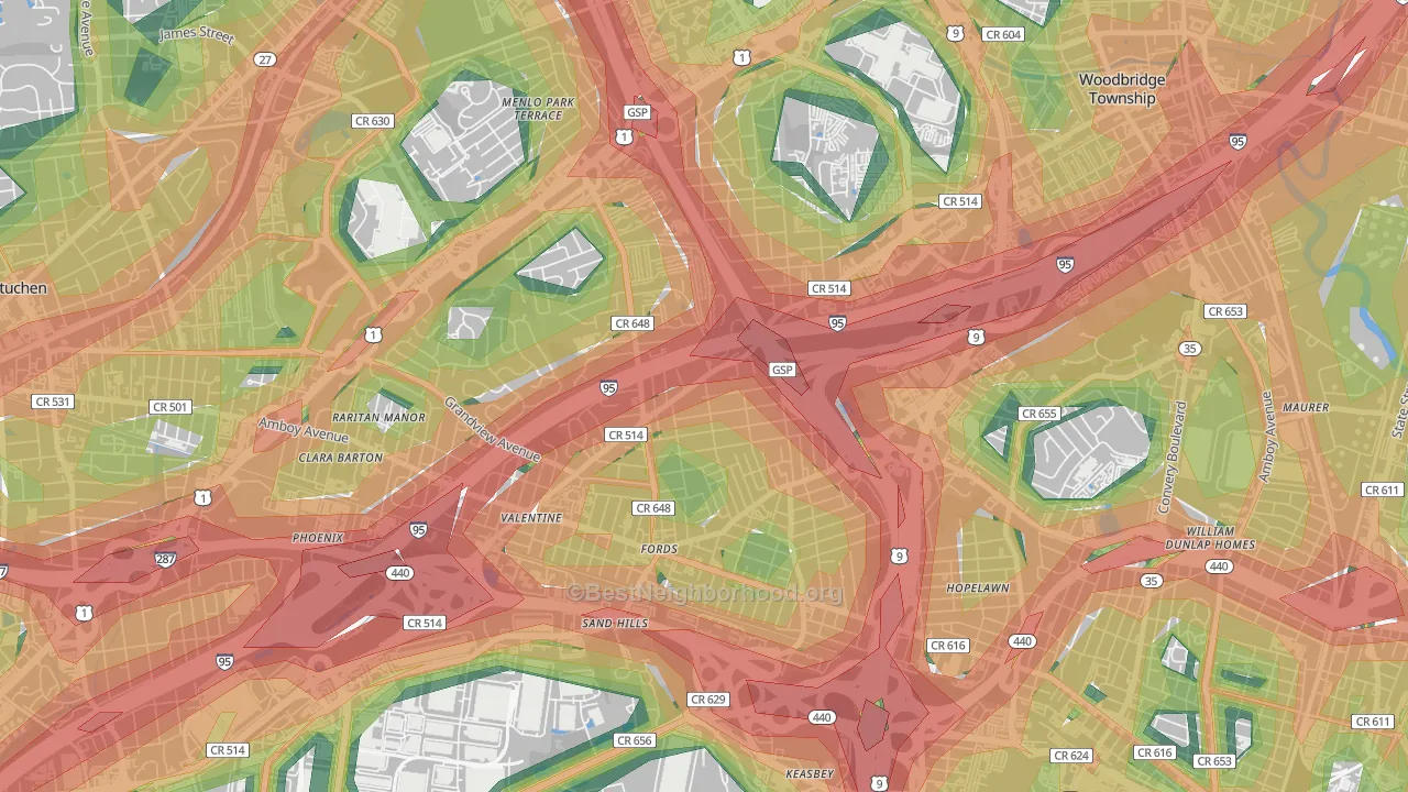 08863, NJ Map of Noise Levels in 08863