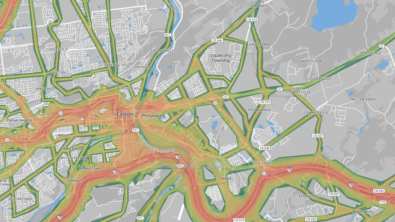 08865, NJ Map of Noise Levels in 08865
