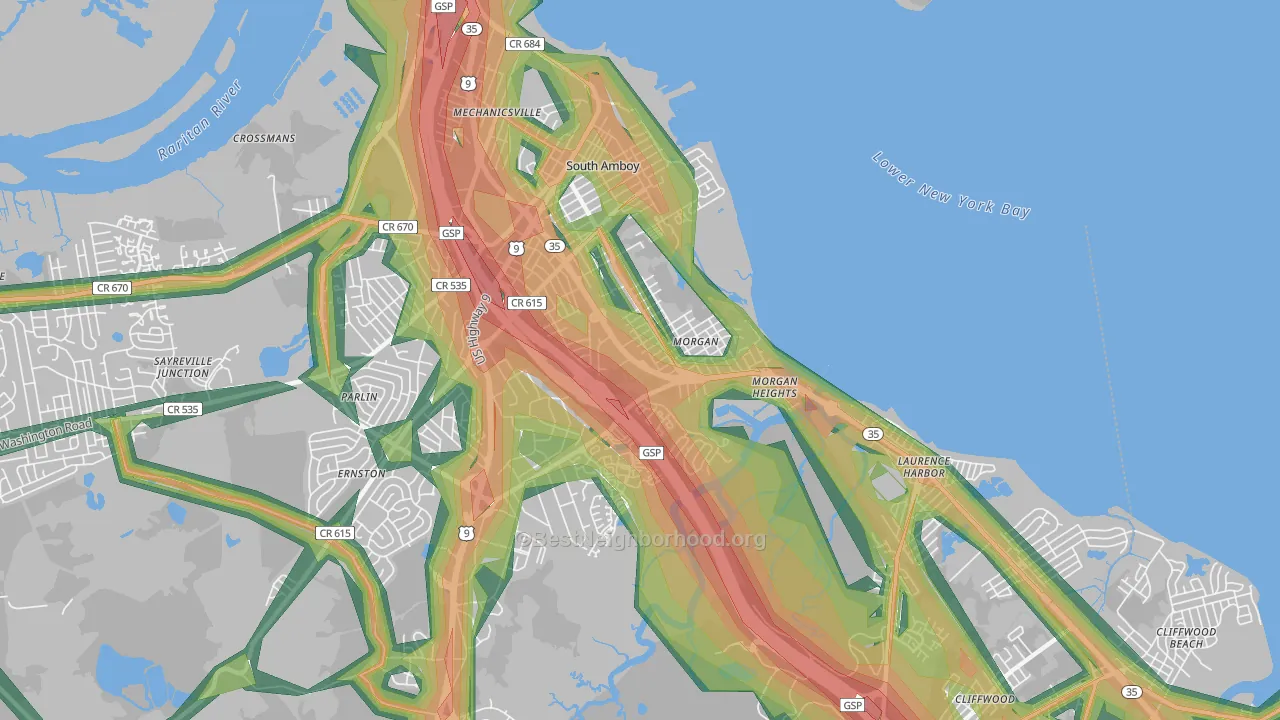 08879, NJ Map of Noise Levels in 08879