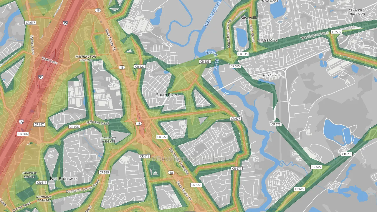08882, NJ Map of Noise Levels in 08882