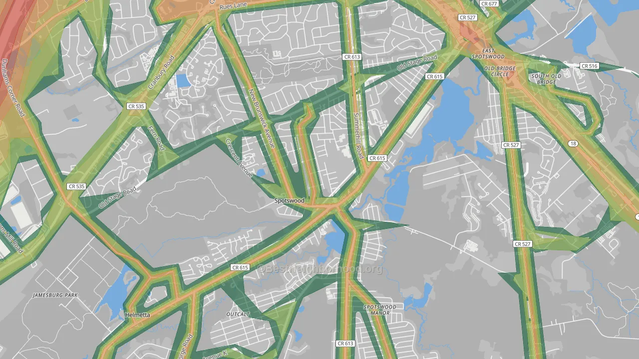 08884, NJ Map of Noise Levels in 08884