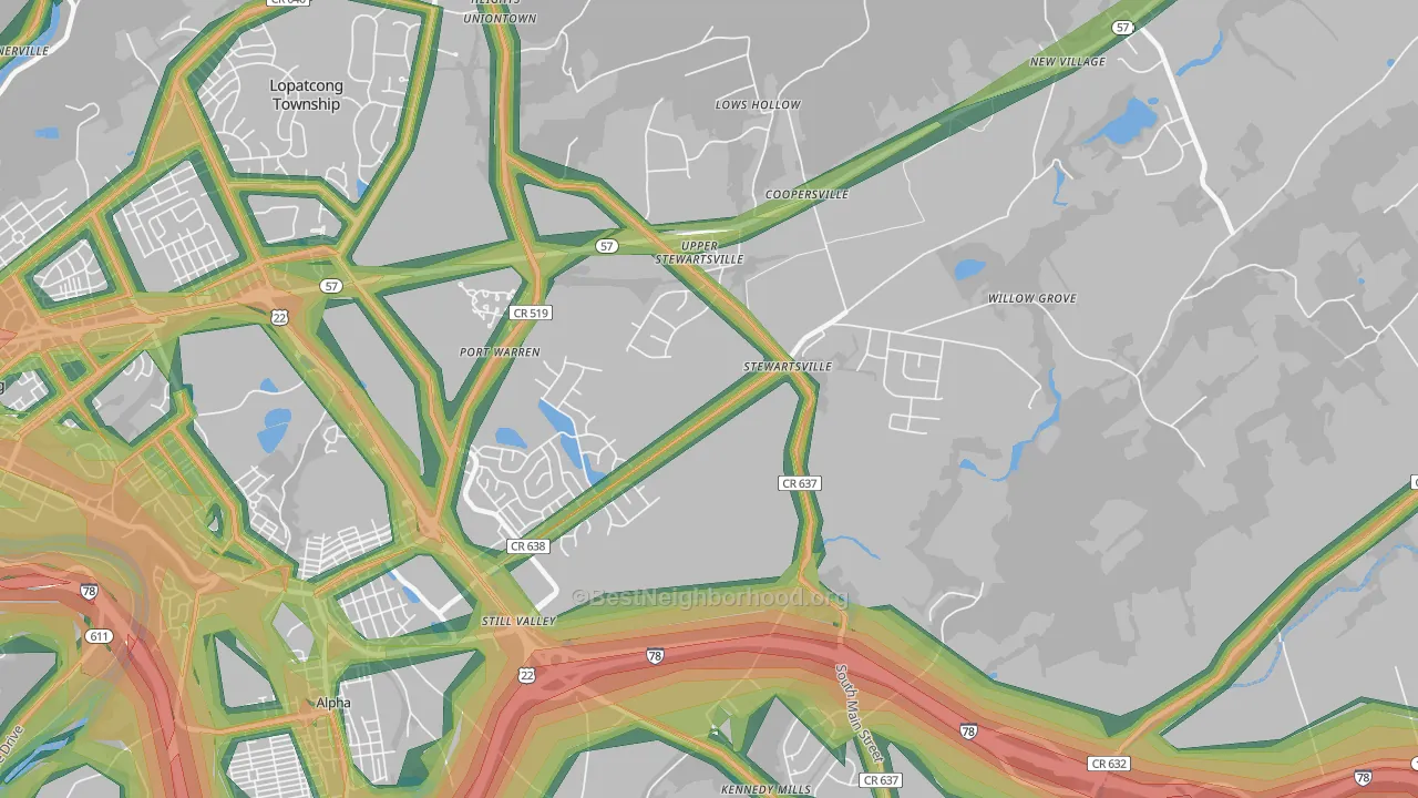 08886, NJ Map of Noise Levels in 08886