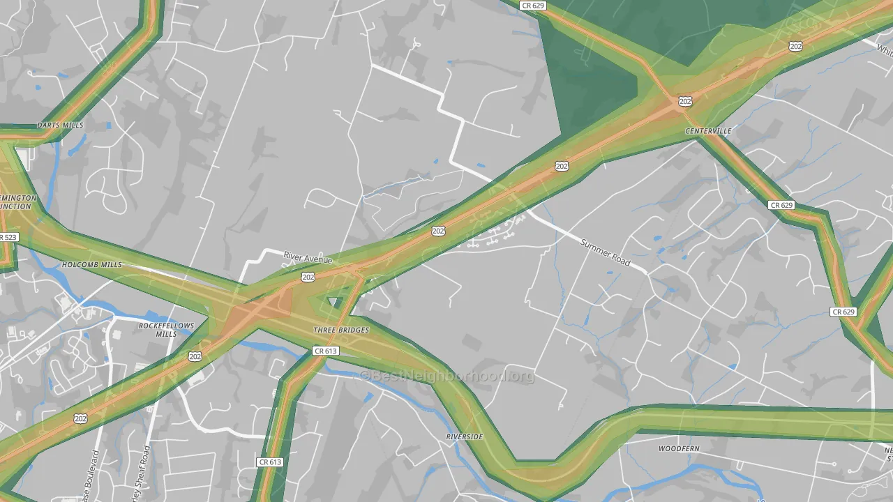 08887, NJ Map of Noise Levels in 08887