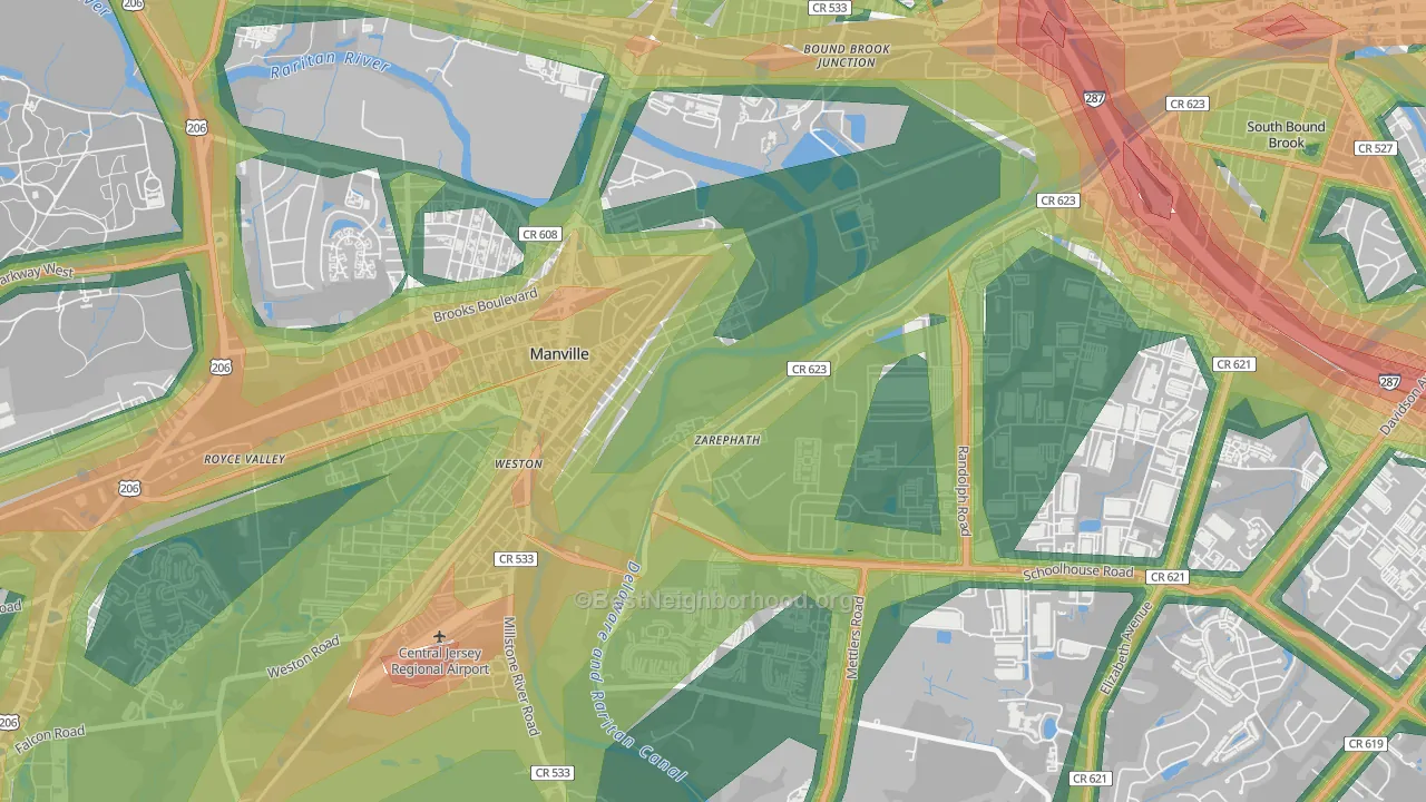 08890, NJ Map of Noise Levels in 08890