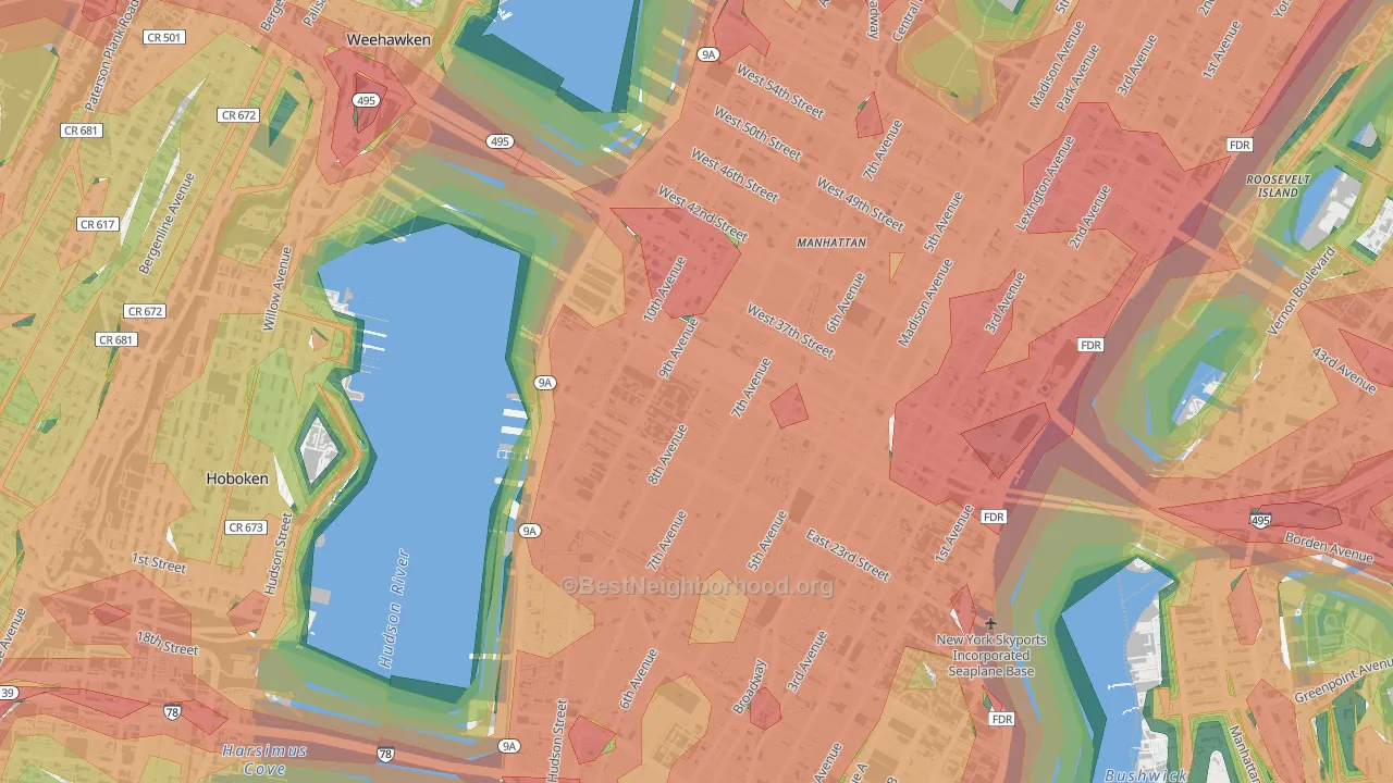 10001, NY Map of Noise Levels in 10001
