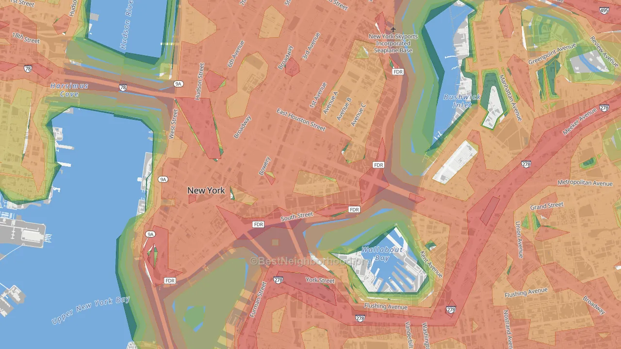 10002, NY Map of Noise Levels in 10002