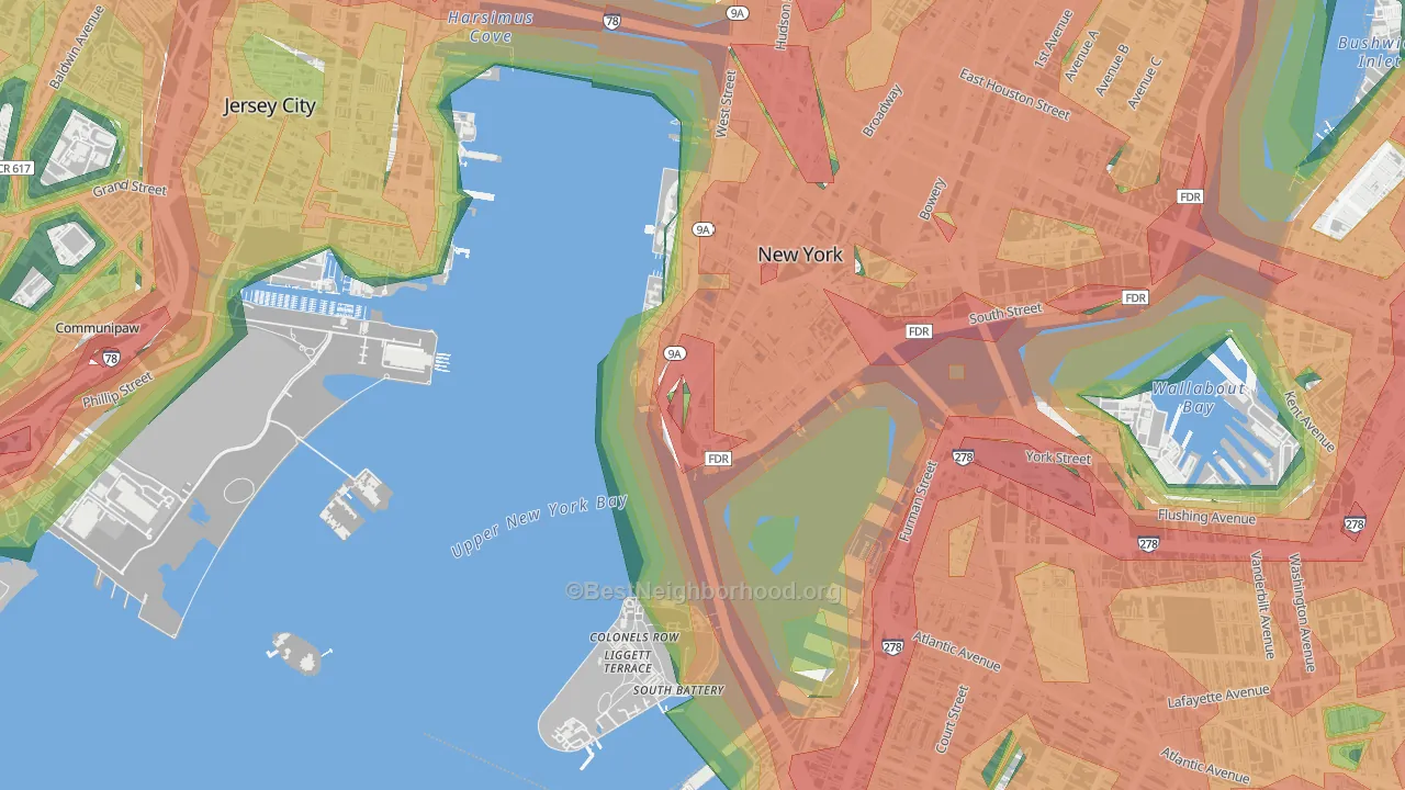 10004, NY Map of Noise Levels in 10004
