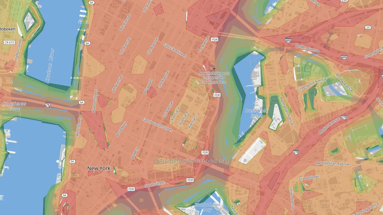 10009, NY Map of Noise Levels in 10009