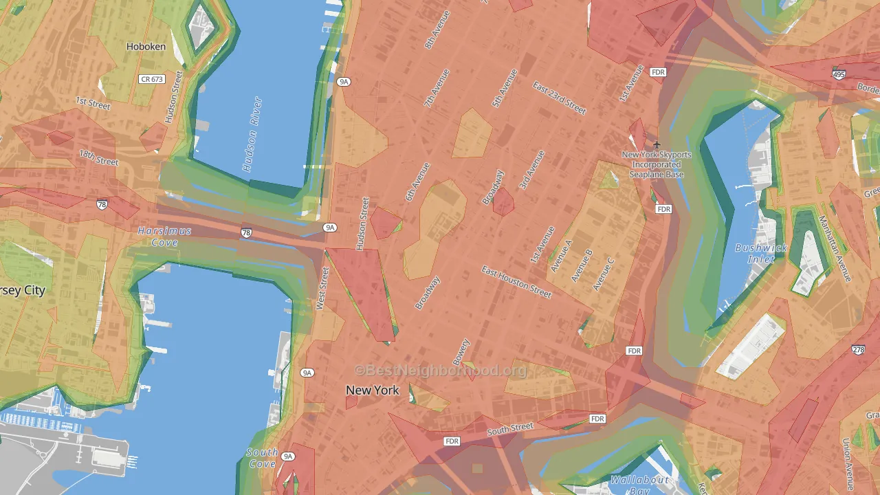 10012, NY Map of Noise Levels in 10012