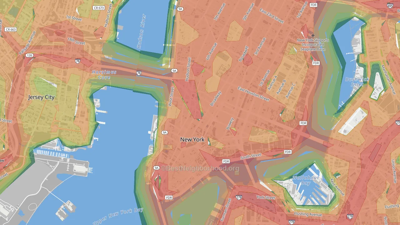 10013, NY Map of Noise Levels in 10013