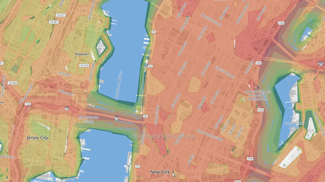 10014, NY Map of Noise Levels in 10014