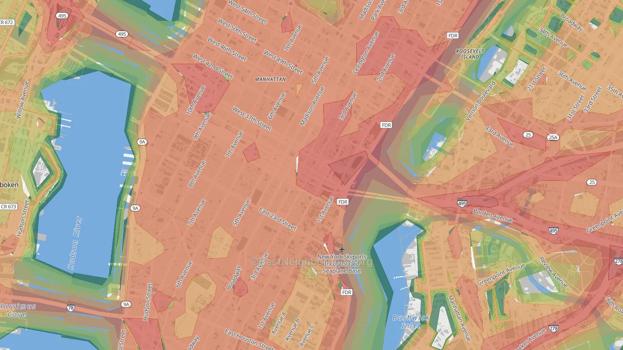 10016, NY Map of Noise Levels in 10016
