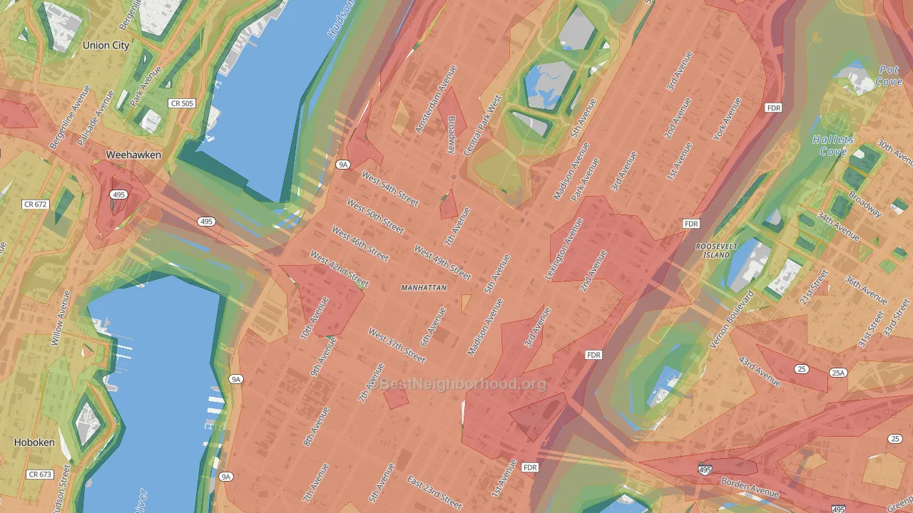 10020, NY Map of Noise Levels in 10020