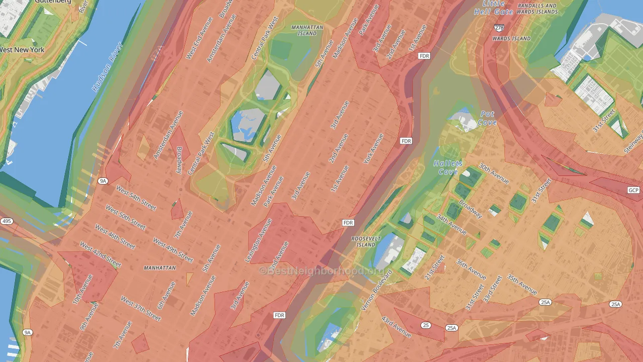 10021, NY Map of Noise Levels in 10021