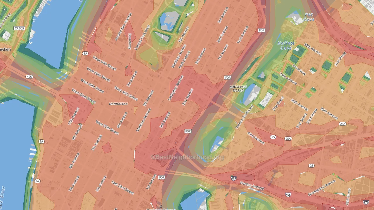 10022, NY Map of Noise Levels in 10022