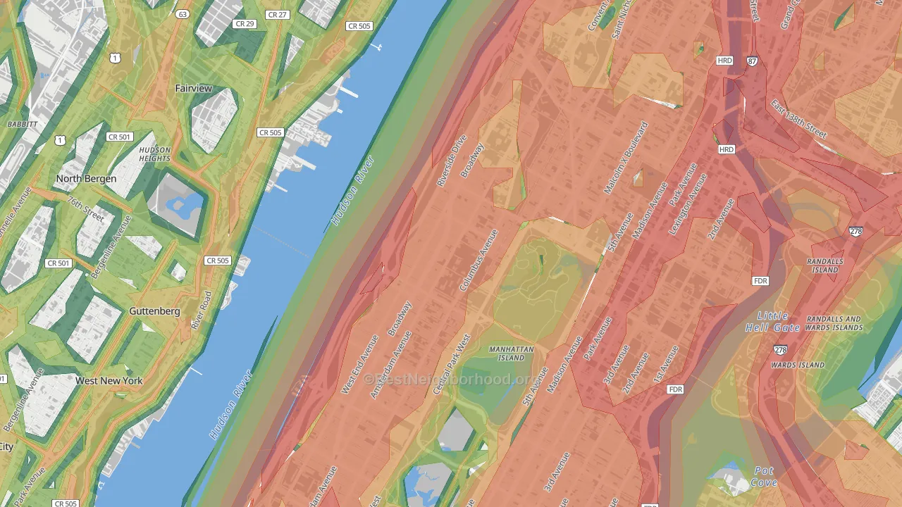 10025, NY Map of Noise Levels in 10025