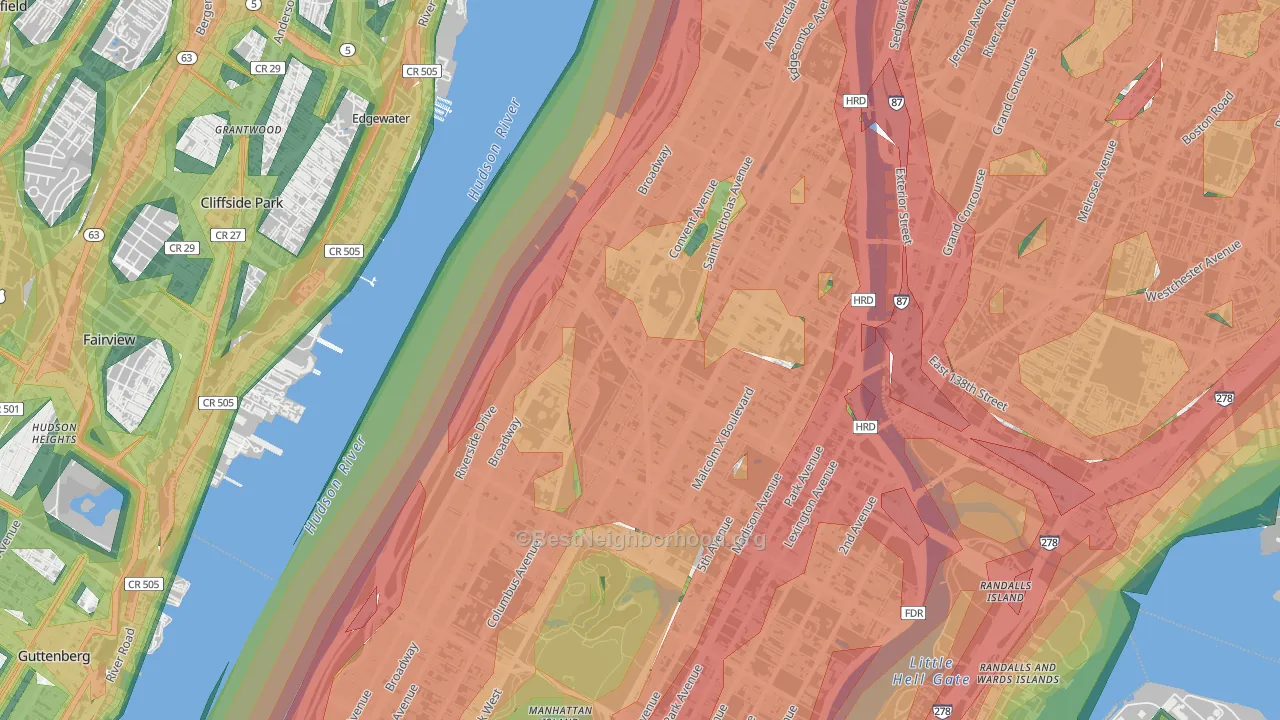 10027, NY Map of Noise Levels in 10027