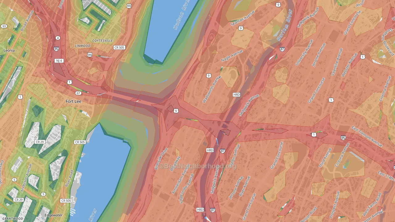 10033, NY Map of Noise Levels in 10033