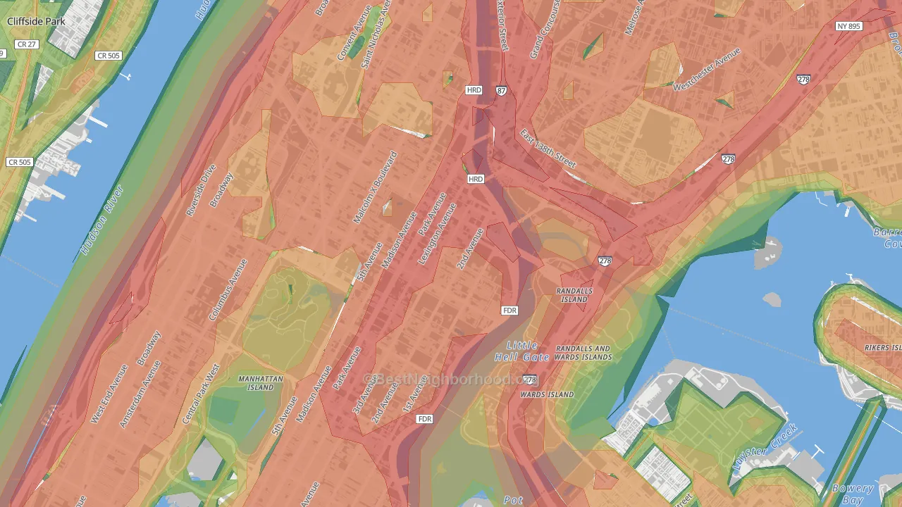 10035, NY Map of Noise Levels in 10035