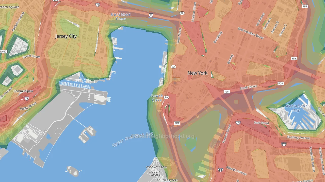 10280, NY Map of Noise Levels in 10280