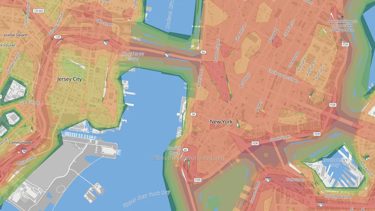 10282, NY Map of Noise Levels in 10282