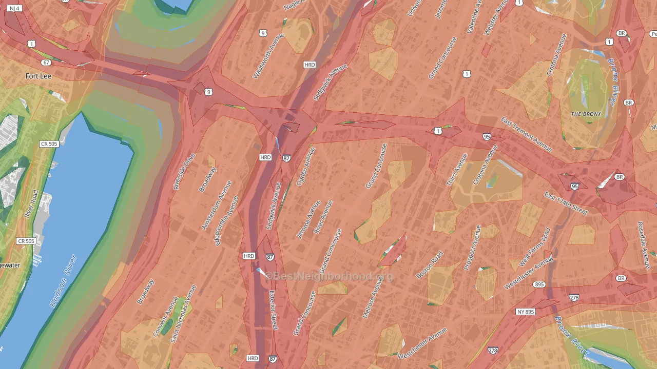 10452, NY Map of Noise Levels in 10452