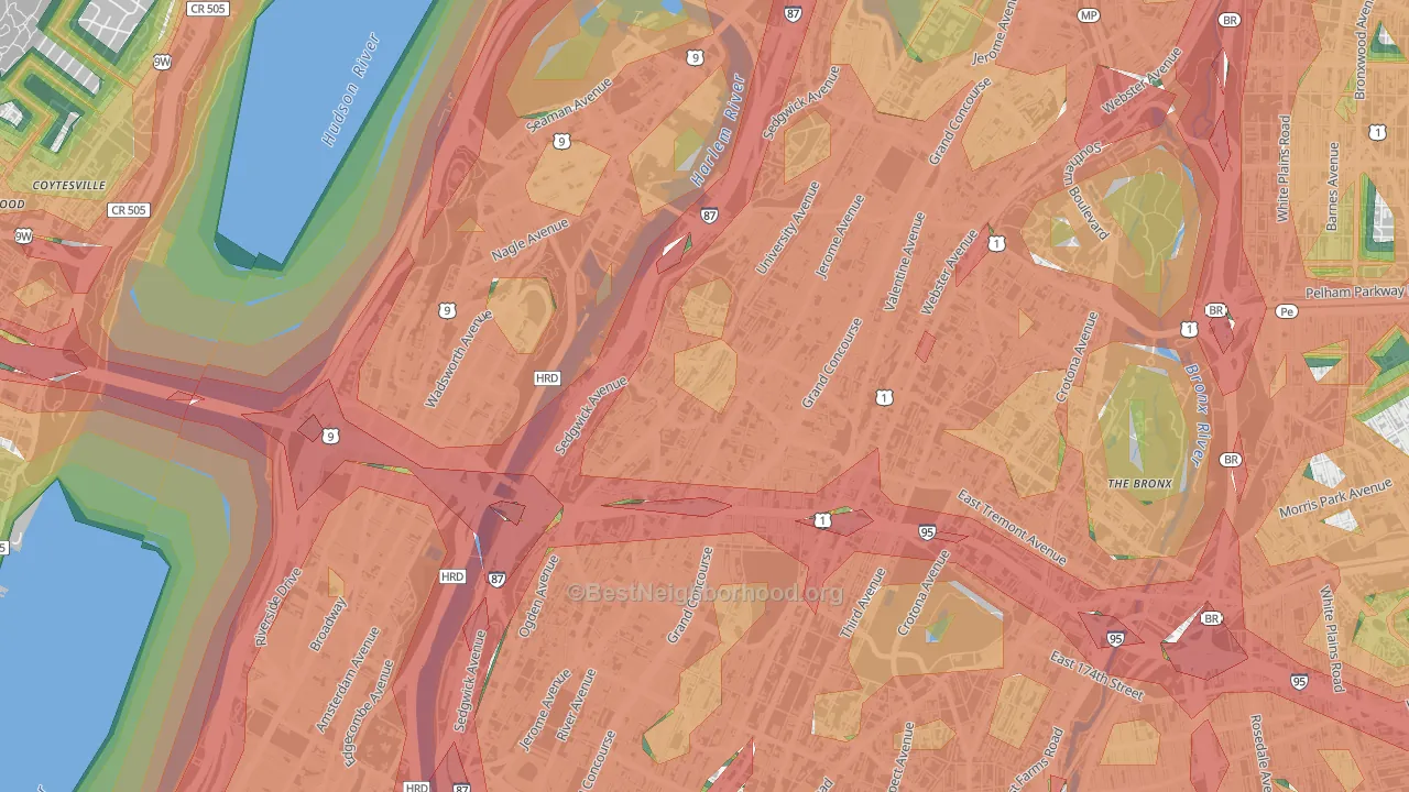 10453, NY Map of Noise Levels in 10453