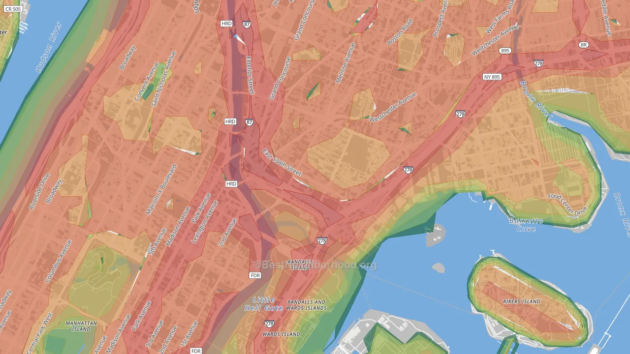 10454, NY Map of Noise Levels in 10454