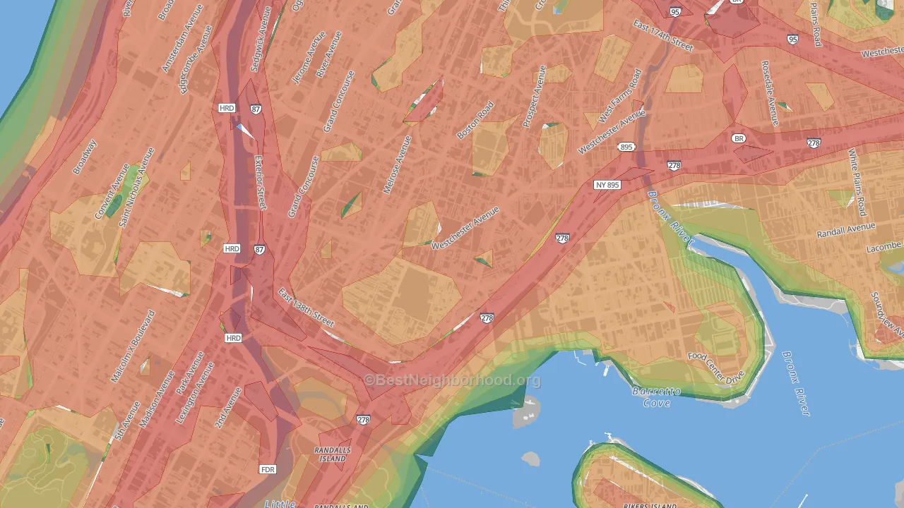 10455, NY Map of Noise Levels in 10455