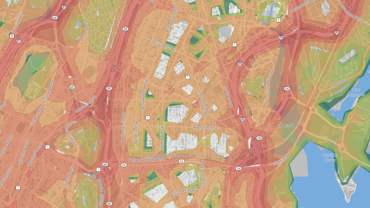 10469, NY Map of Noise Levels in 10469