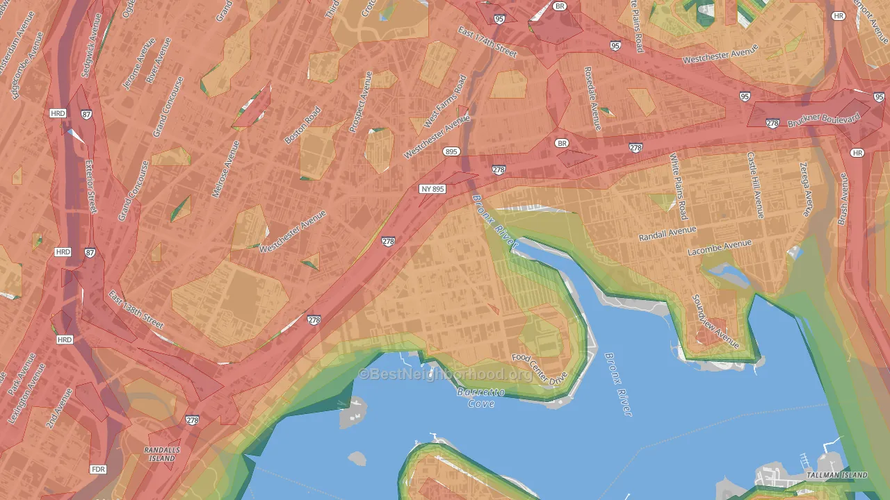 10474, NY Map of Noise Levels in 10474