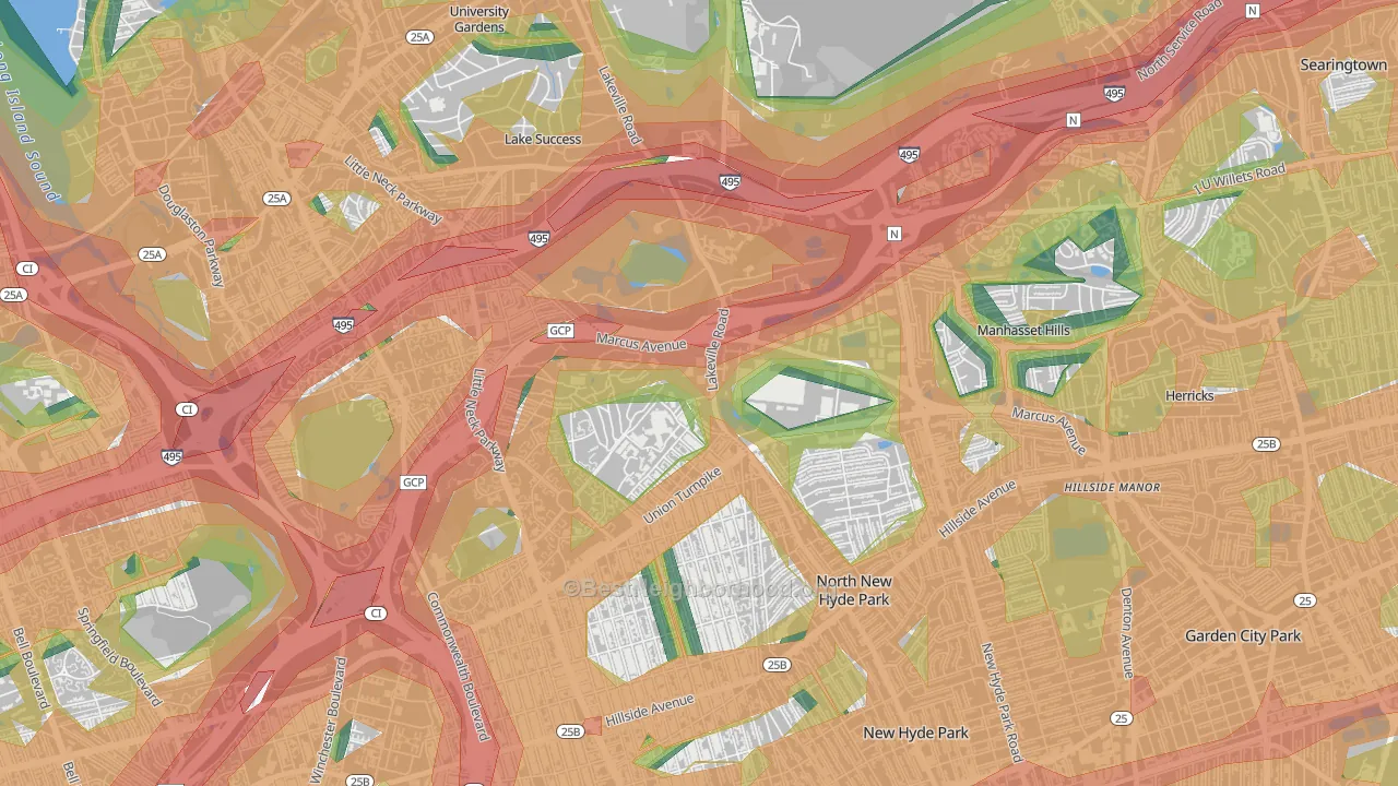 11042, NY Map of Noise Levels in 11042