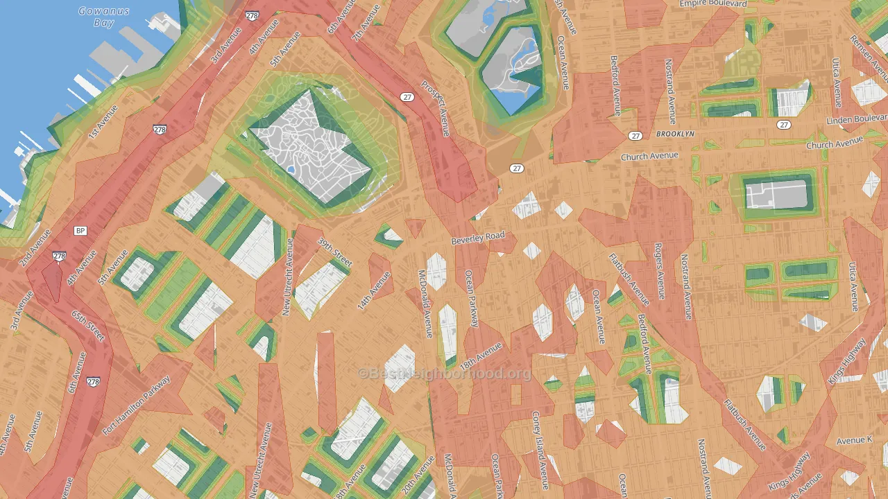 11218, NY Map of Noise Levels in 11218