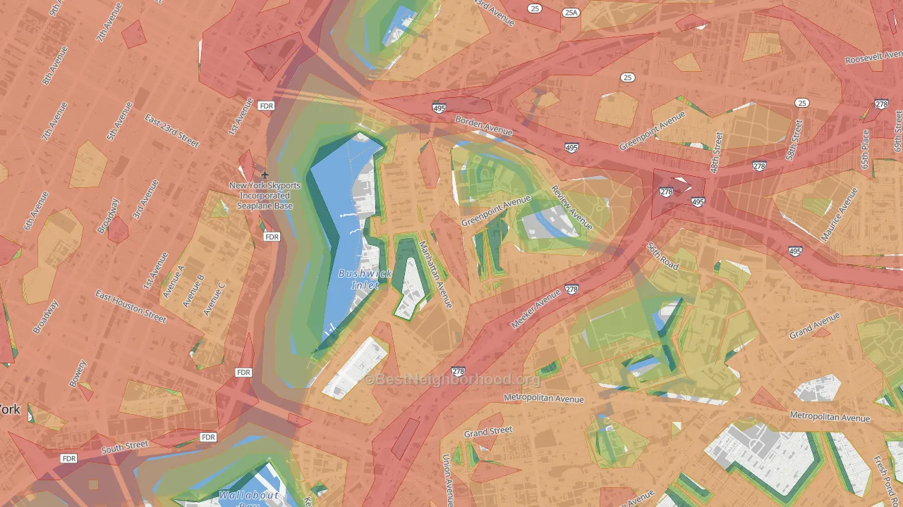 11222, NY Map of Noise Levels in 11222