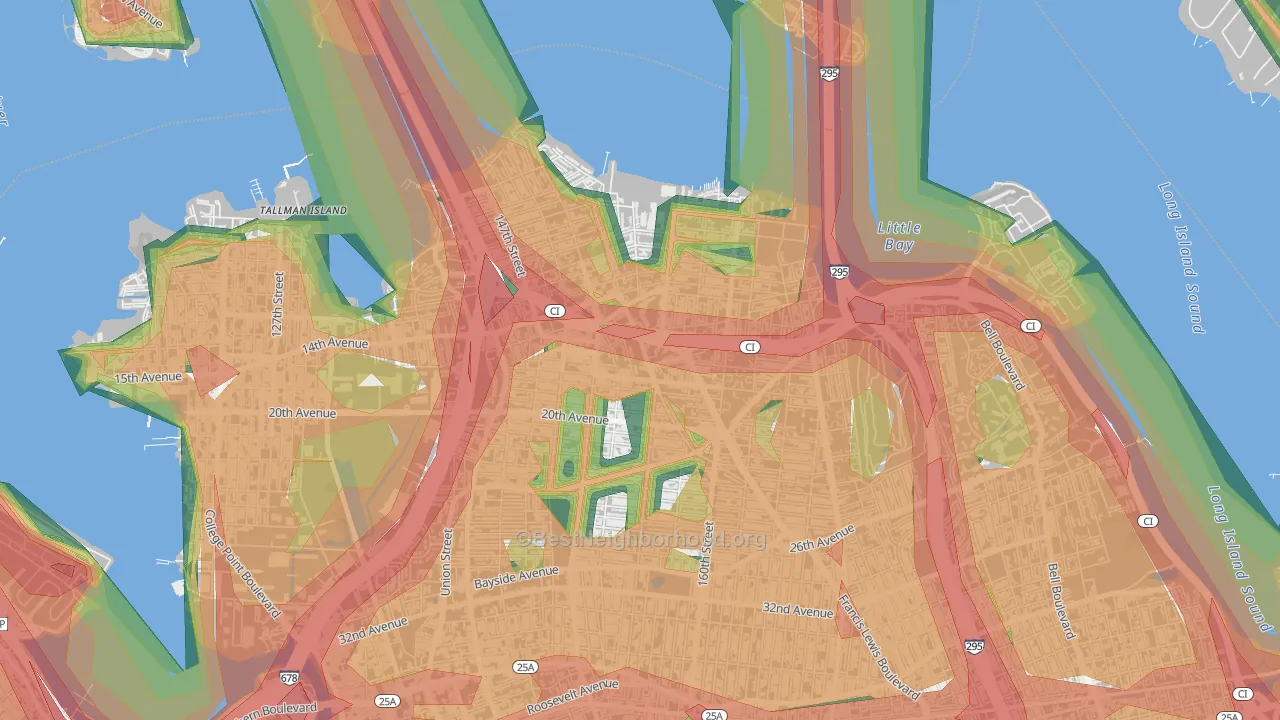11357, NY Map of Noise Levels in 11357