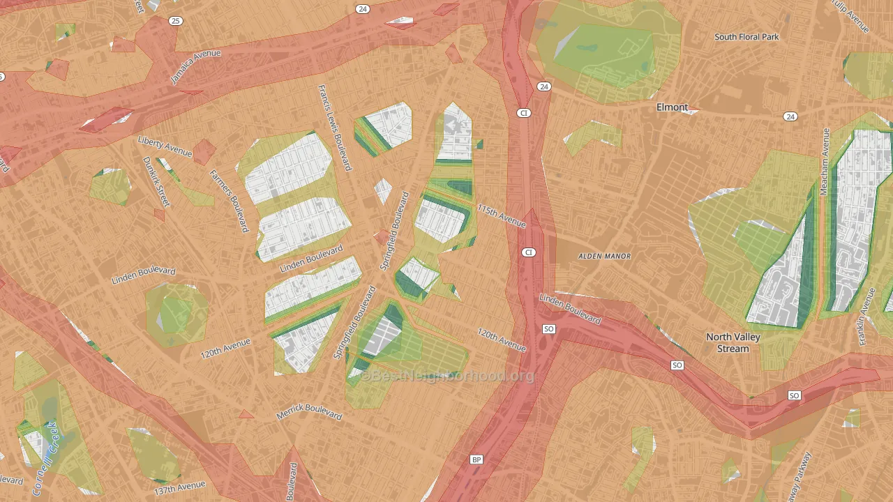 11411, NY Map of Noise Levels in 11411